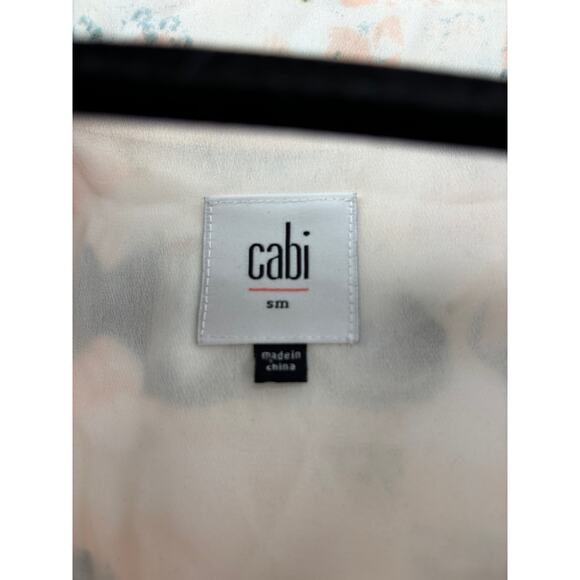 Cabi Top Womens Small Gelato Watercolor Blouse Pink Teal Sleeveless V-Neck #5035 - Picture 3 of 5